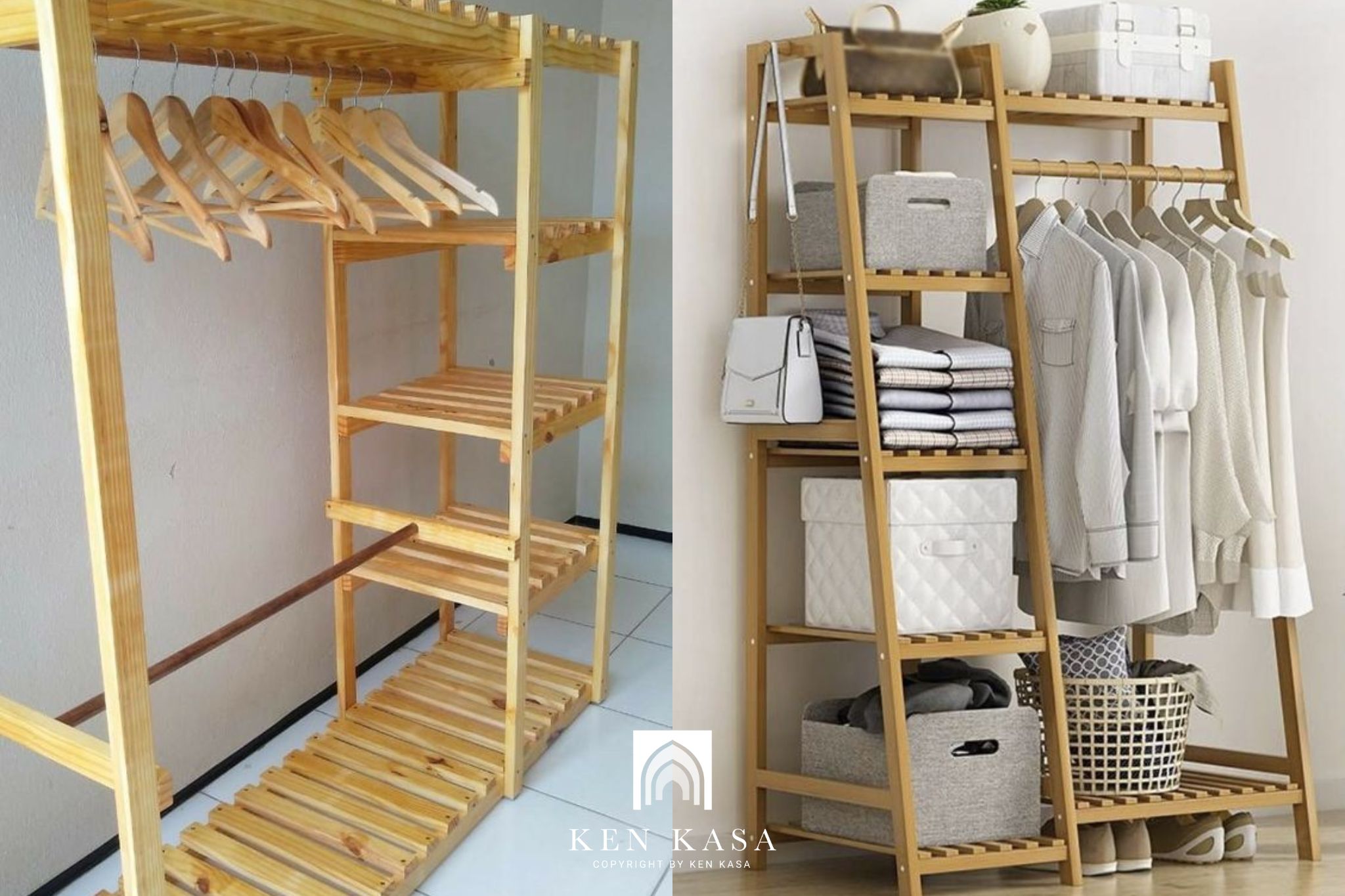 giá treo quần áo trong thiết kế phòng homestay nhỏ